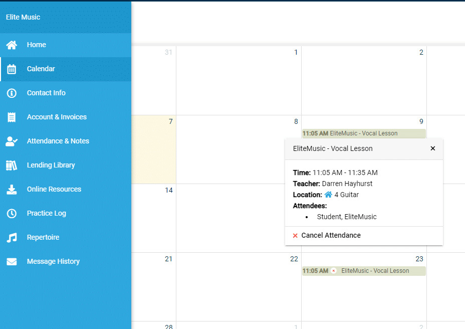 Elite Music Lessons Cancelation 4